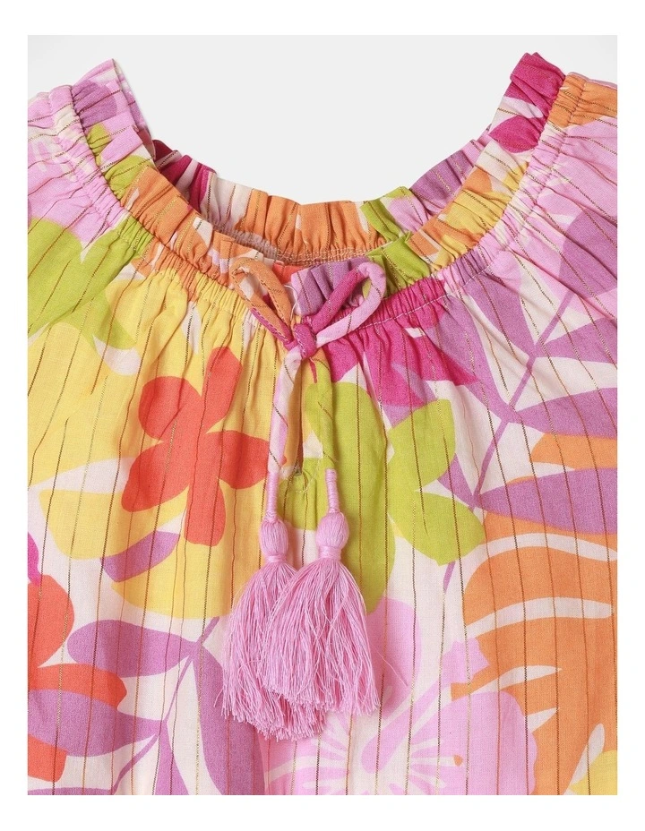Lurex Tiered Dress In Assorted