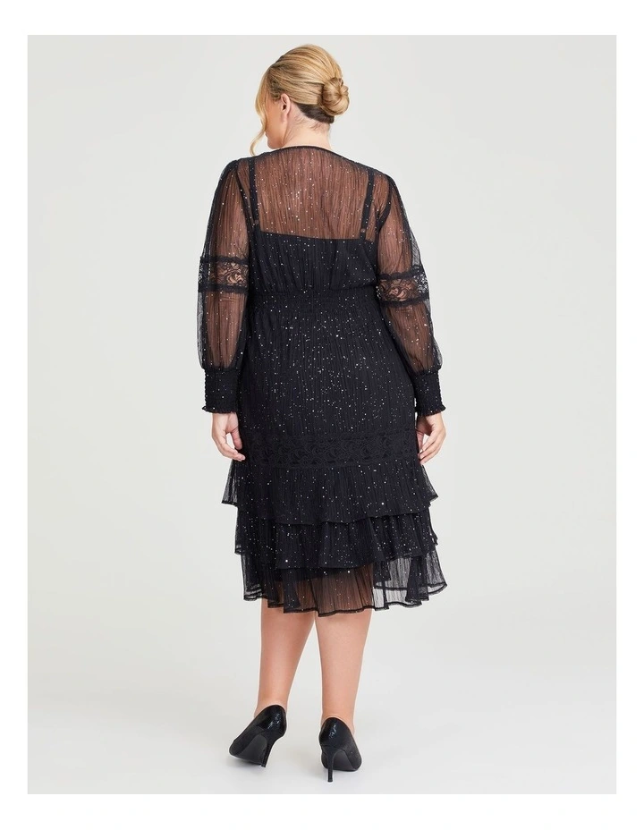Lydia Lace Sparkle Cocktail Dress in Black