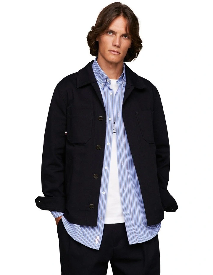 Dressed Casual Shirt Jacket in Navy