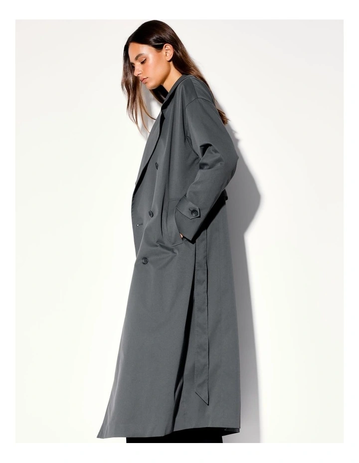 Recycled Blend Trench Coat in Steel