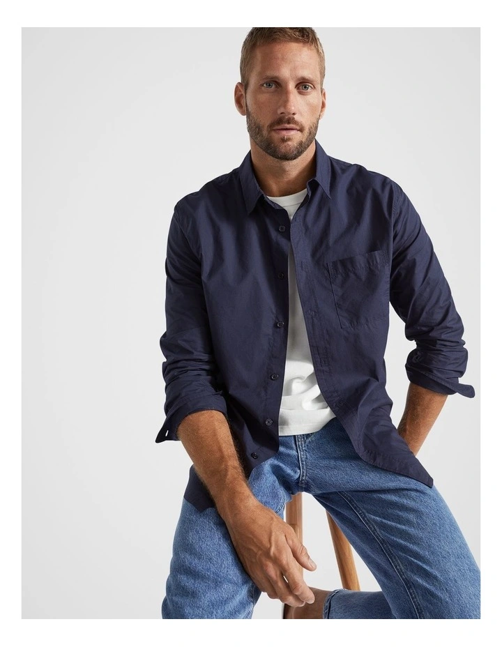 Poplin Shirt in Midnight Blue
