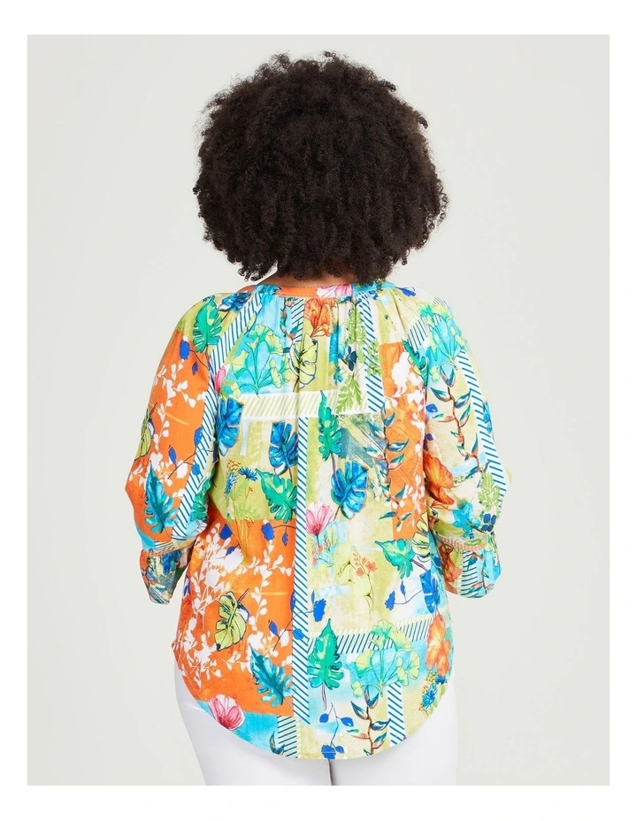 Natural Tropical Tile Top in Print