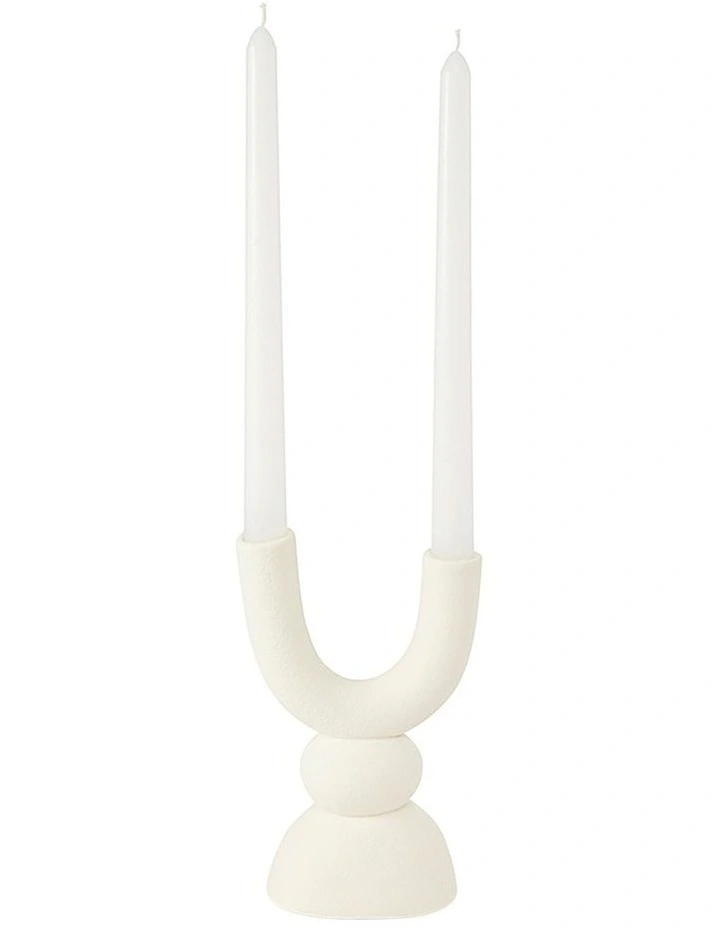 Double Candle Holder in White