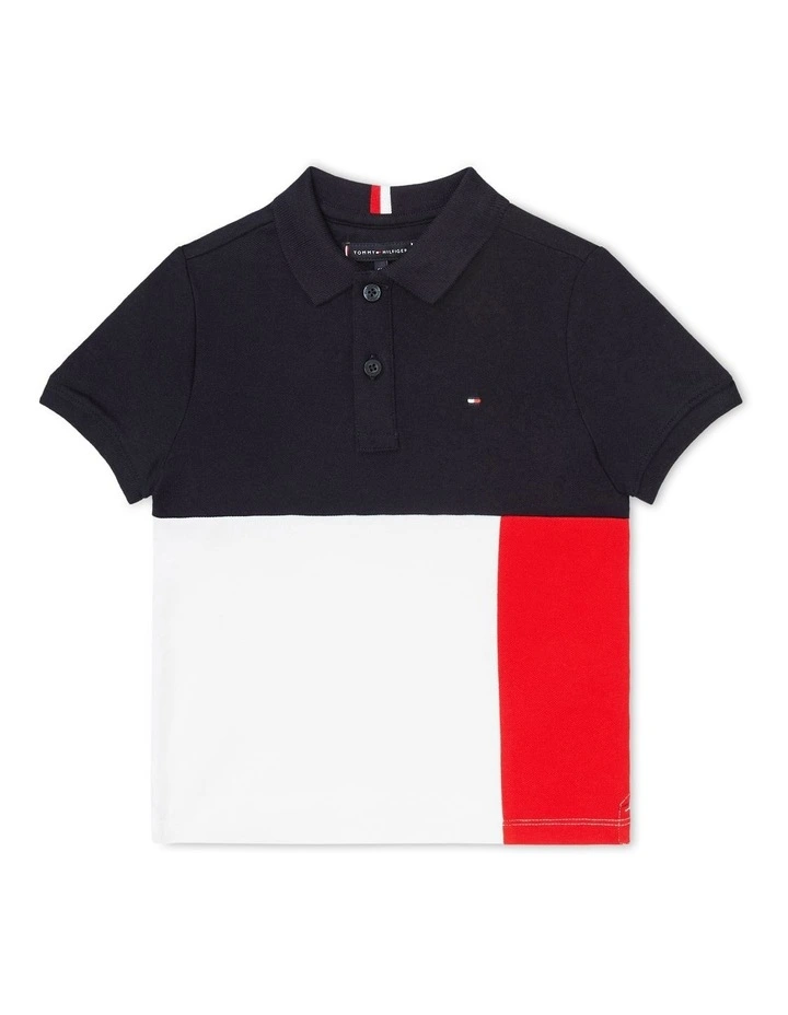 Boys 8-16 Corporate Colourblock Polo in White