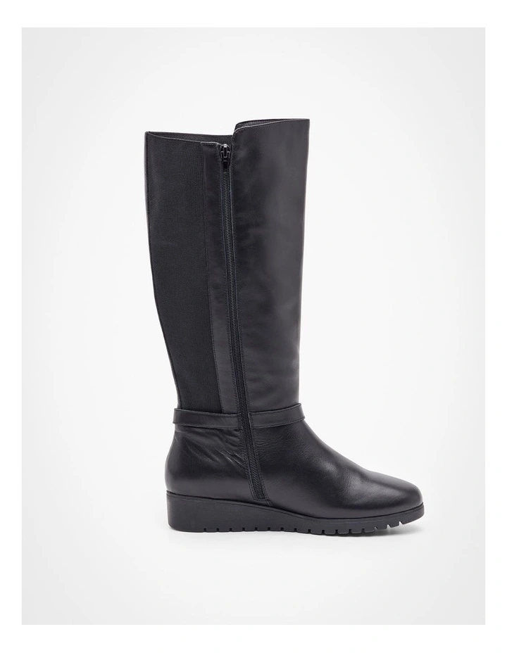 Leather Knee High Boot in Black