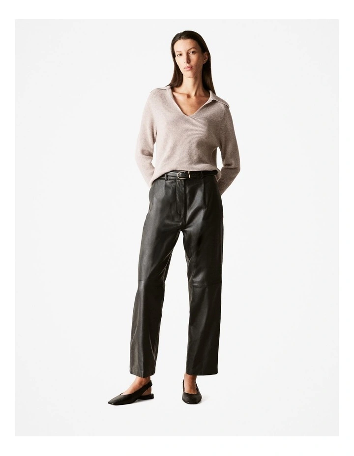 Merino Cashmere Collared Knit in Light Grey
