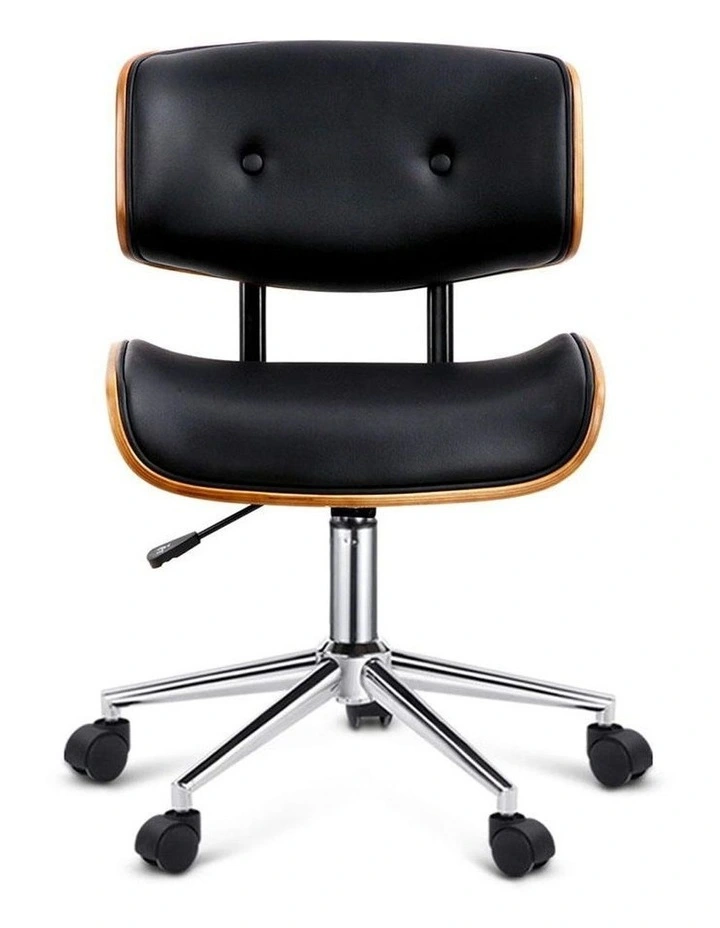 Wooden Office Chair Fabric Seat in Black