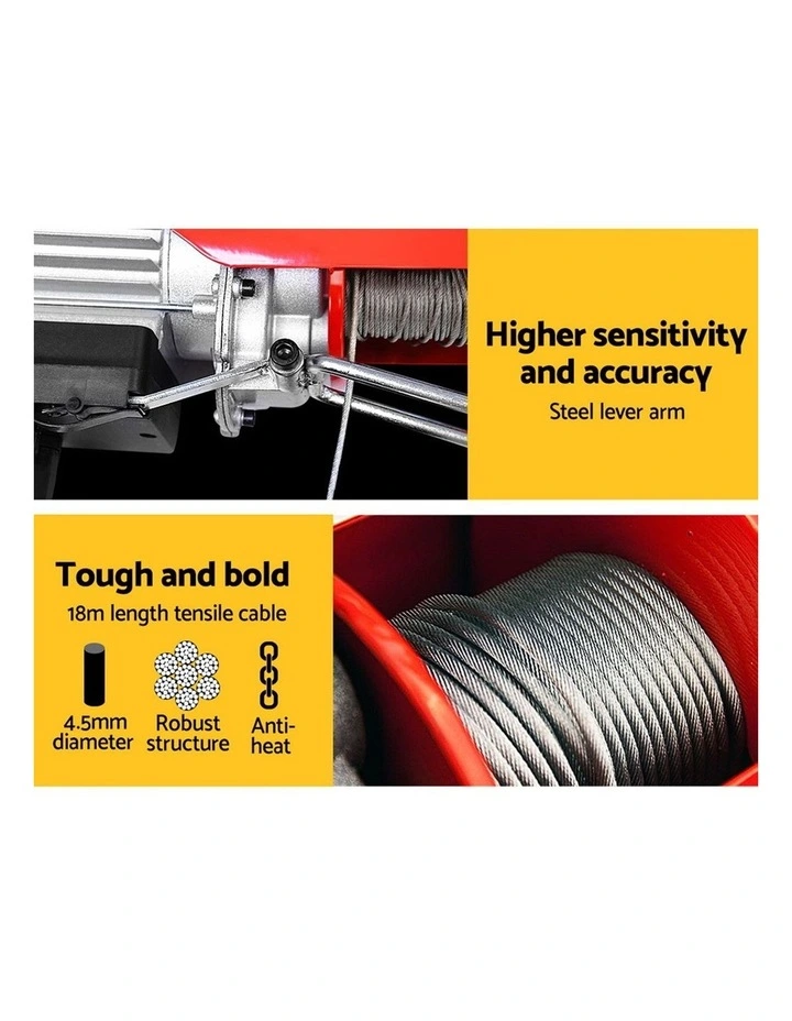 Giantz Electric Hoist Winch Crane 300/600KG Rope Tool Remote Chain Lifting Cable
