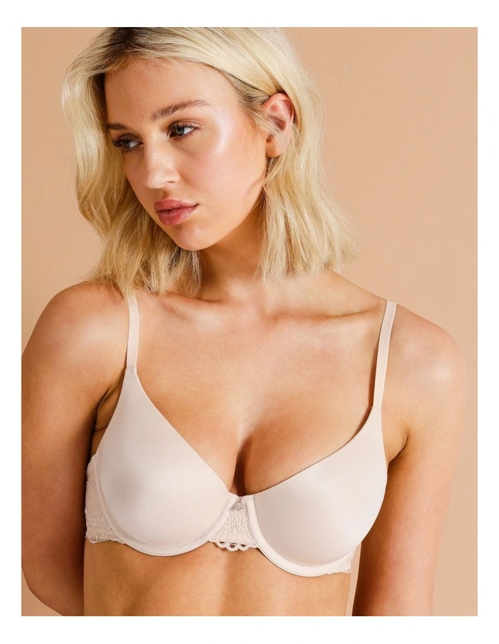 Pure Comfort Contour Lace Wing T-Shirt Bra in Beige