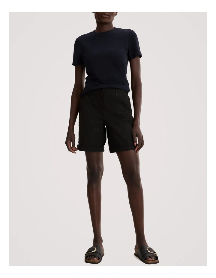 Australian Cotton Twill Walk Short in Black