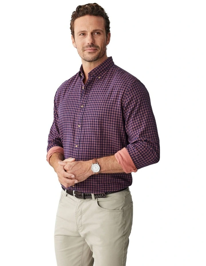 Small Double Face Check Shirt in Brick