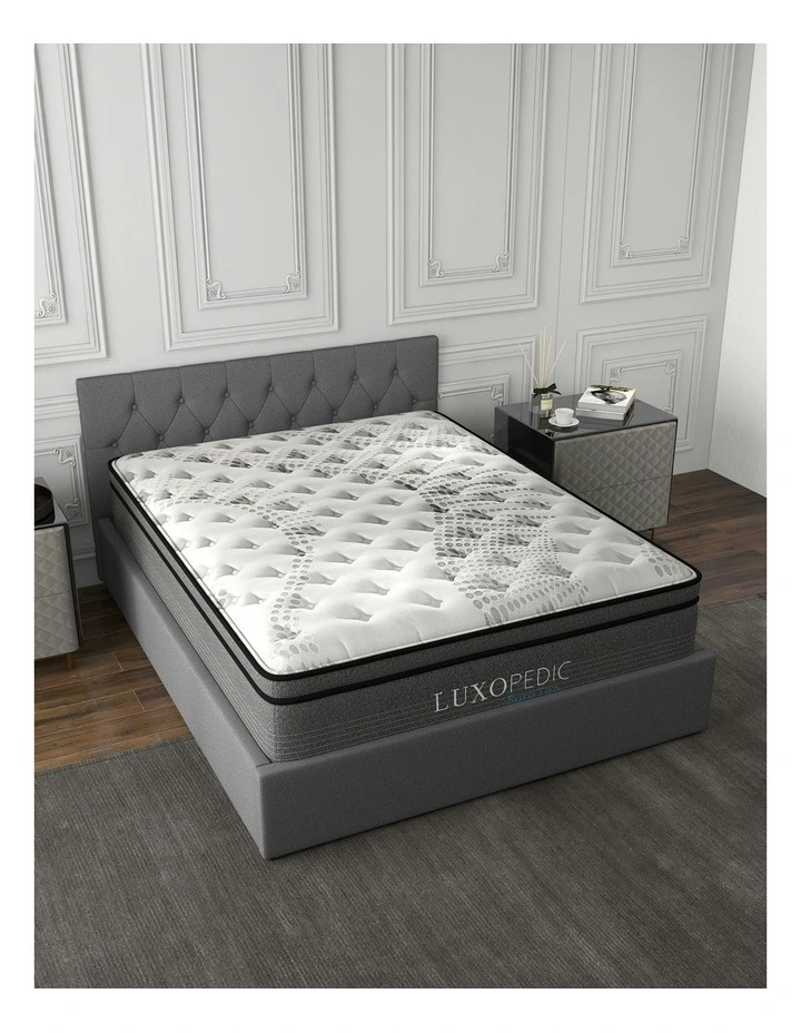 Capri Bed Frame + Luxopedic Euro Top Mattress Bedroom Set in Dark Grey
