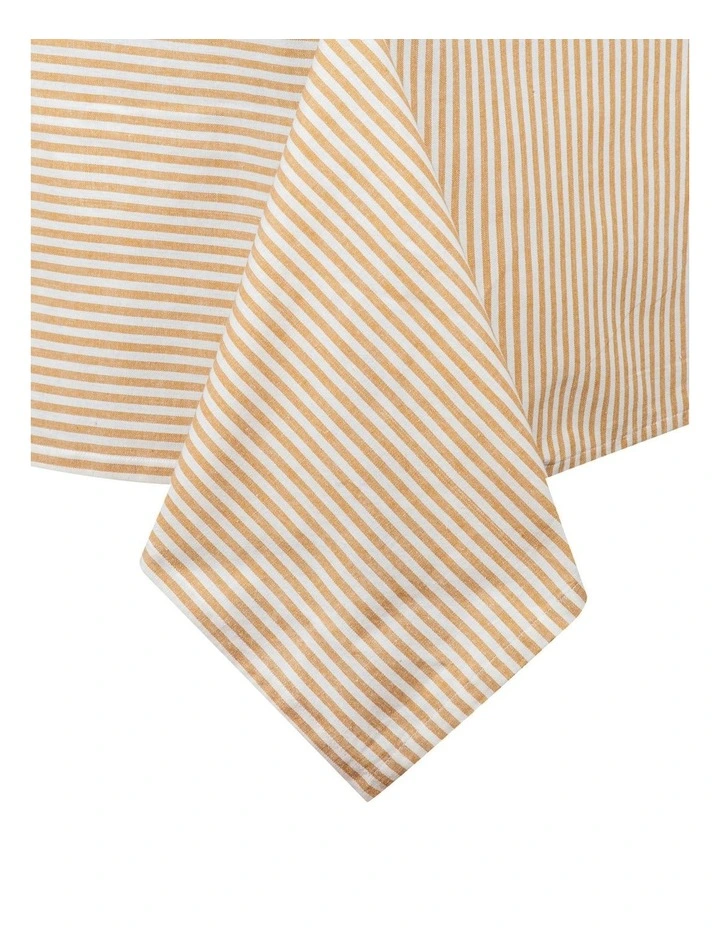Pinstripe Tablecloth 300cm in Toffee