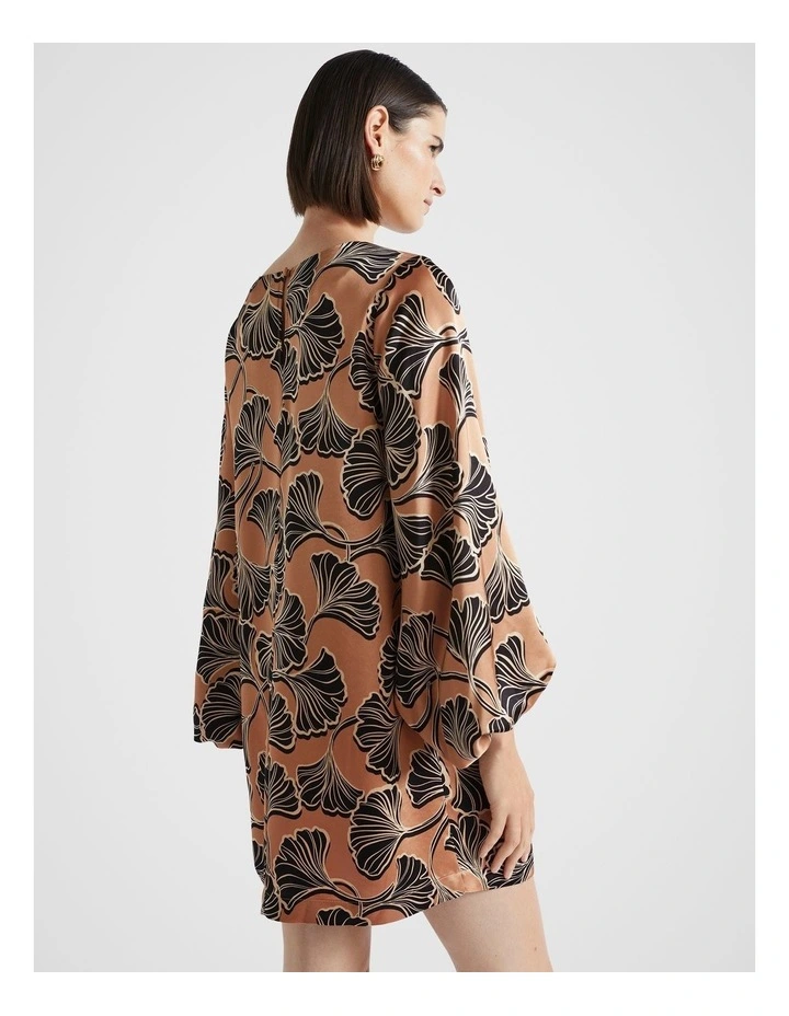 Satin Mini Dress in Abstract Floral