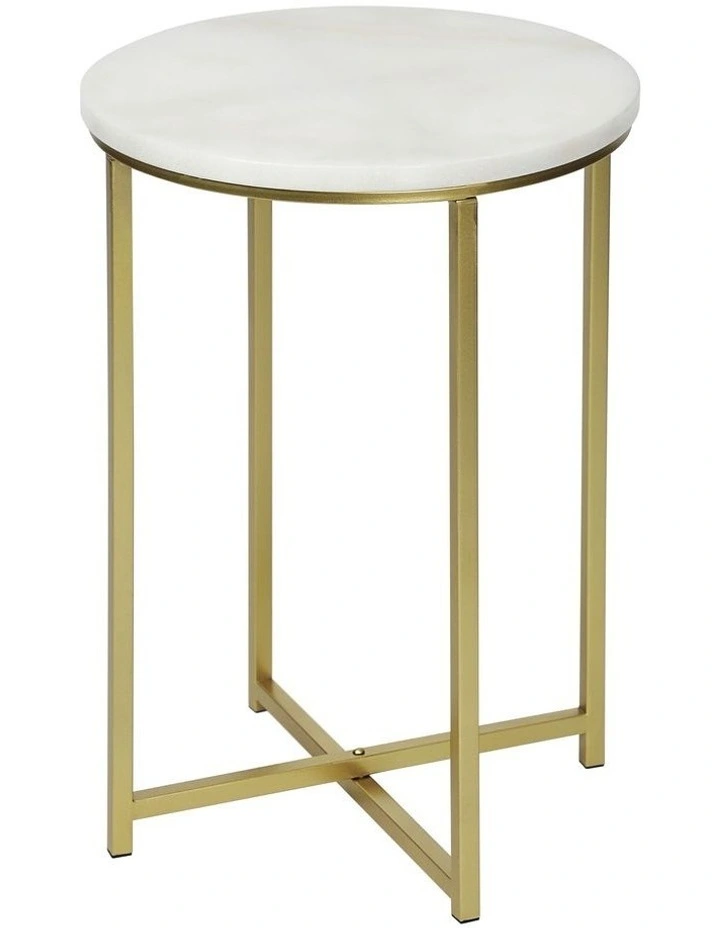 Marble Ali Side Table in White/Gold