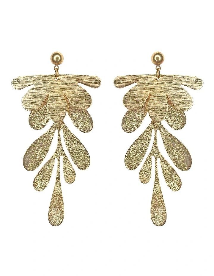 Brass Botanical Earrings in Gold Plated