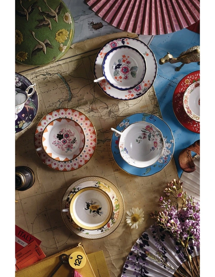 Wonderlust Midnight Crane Teacup & Saucer Purple