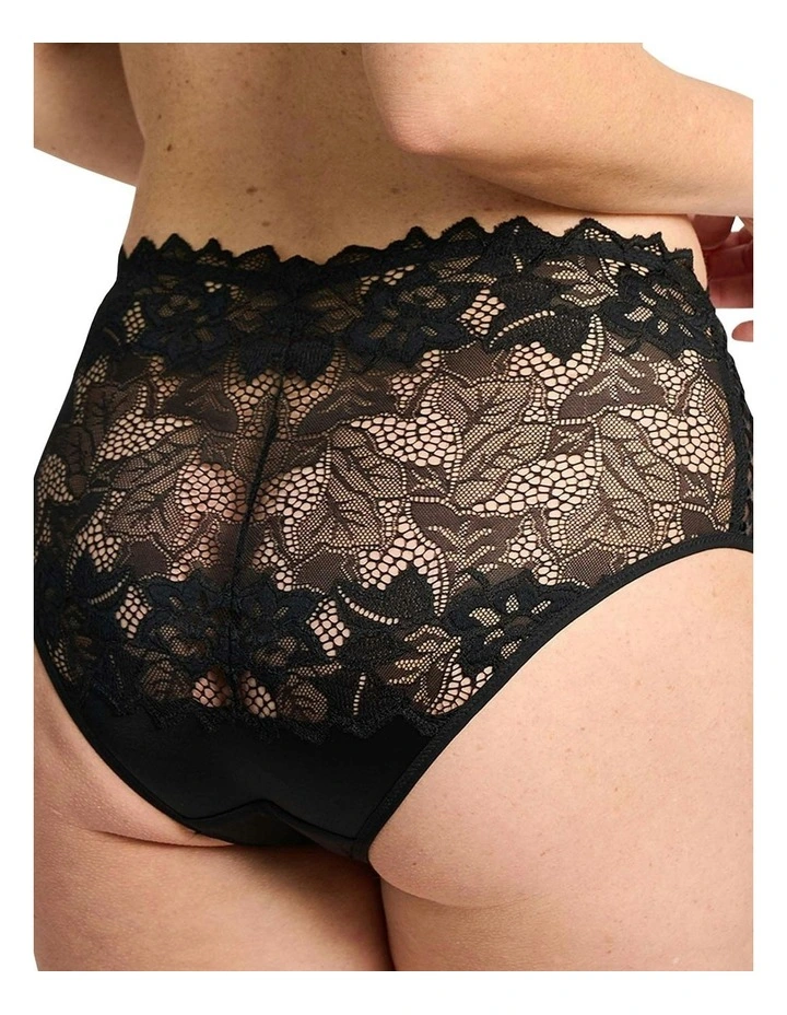 Arum Prima Mid Rise Sheer Stretch Lace Brief in Black