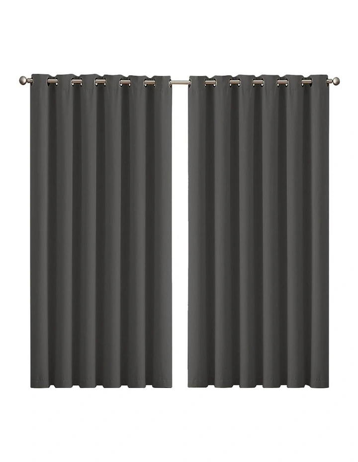 3 Layers Eyelet Blockout Curtains 240x230cm x2 in Charcoal