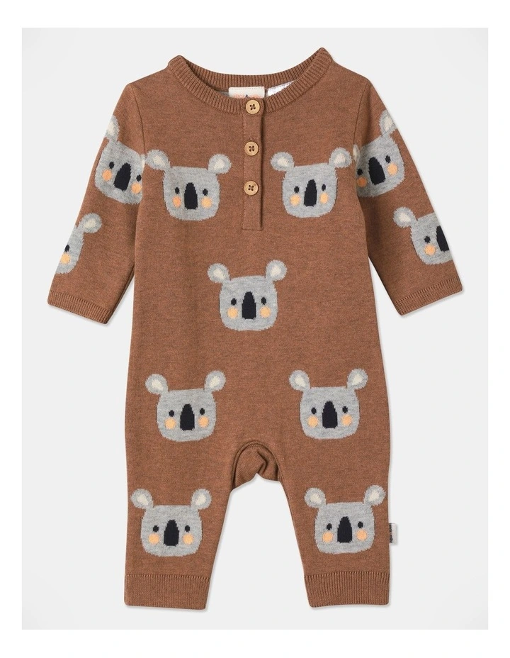 Billie Jacquard Coverall in Brown