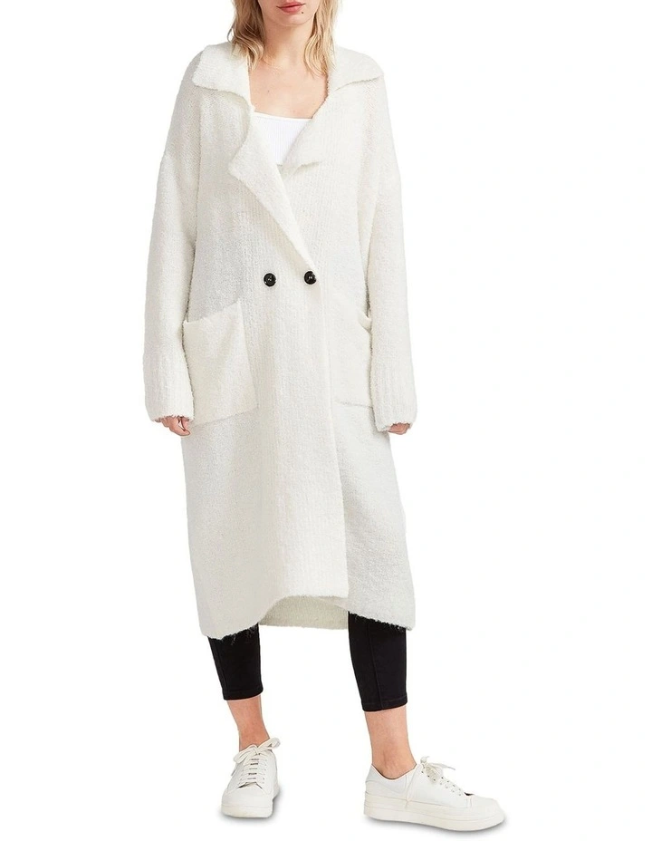 Born To Run Sustainable Sweater Coat in White