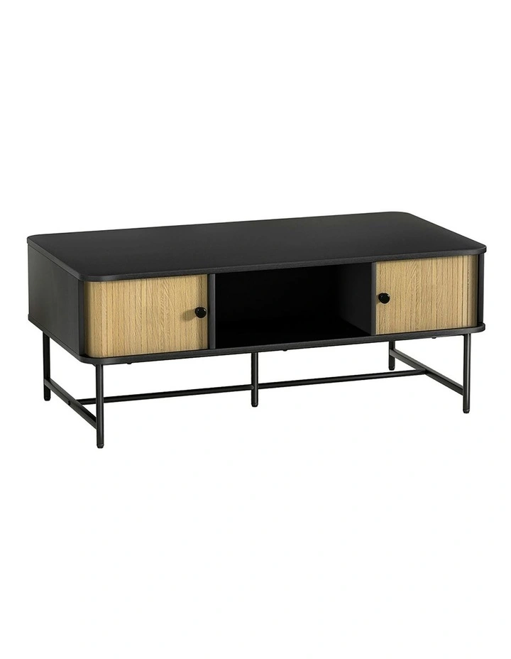 Sliding Drawer Door Coffee Table in Black Boris