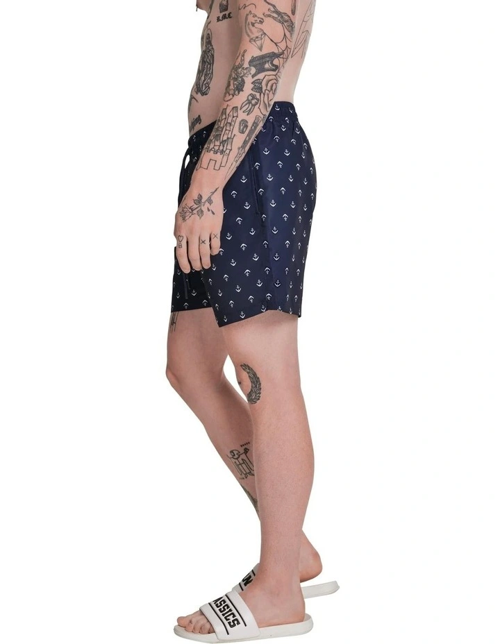 Anchor Pattern Swim Shorts in Navy