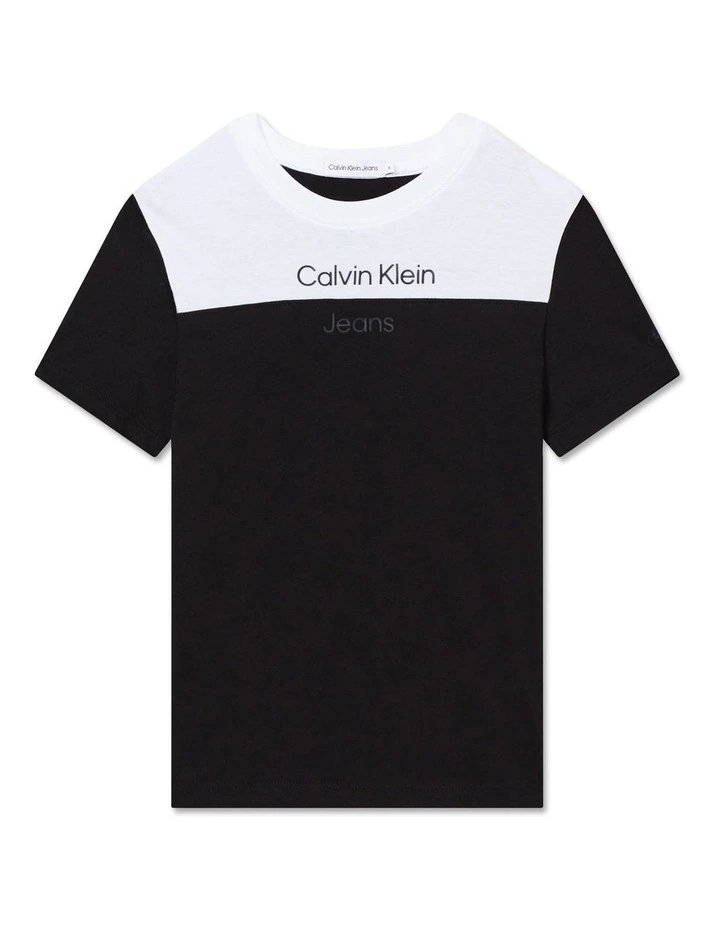 Jersey Color Block Short Sleeve T-shirt in Black