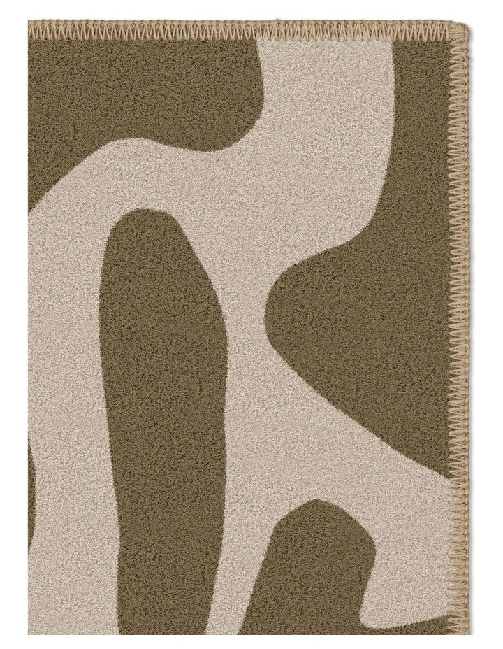 Hedge Washable Cotton Feel Area Rug in Cream