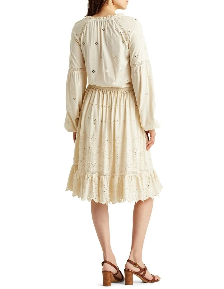 Eyelet Jersey Dress in Natural