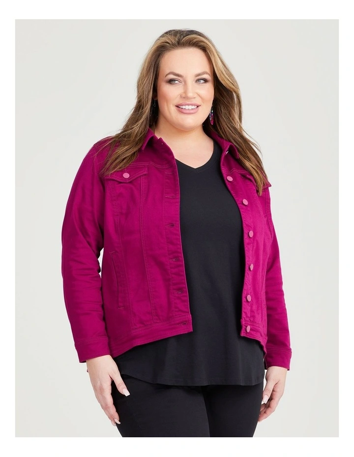 Coloured Best Fit Denim Jacket in Boysenberry