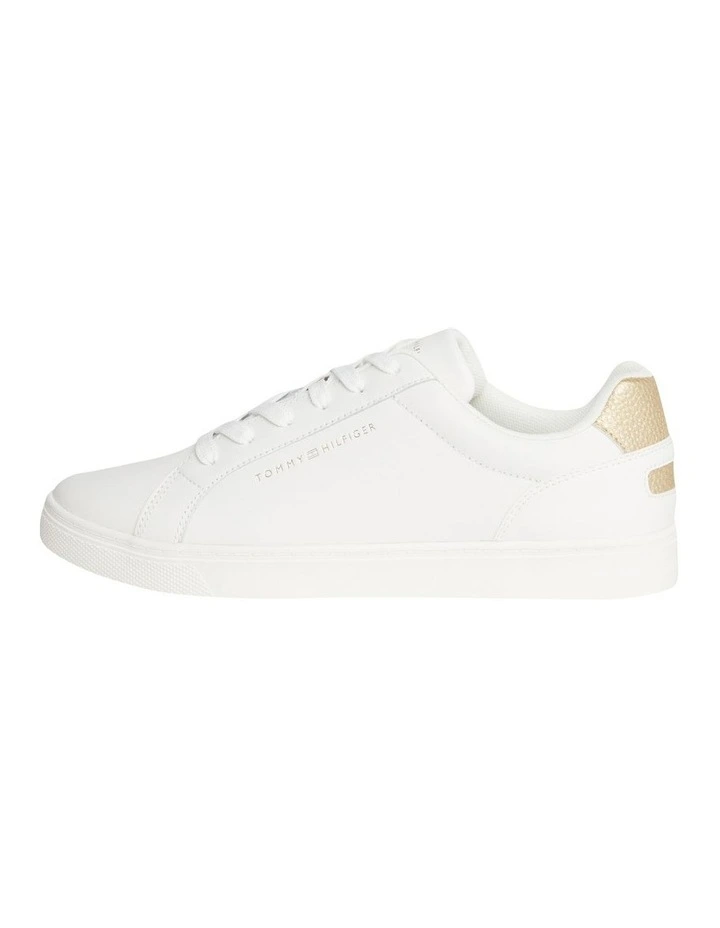 Essential Metallic Leather Cupsole Trainers in Ecru