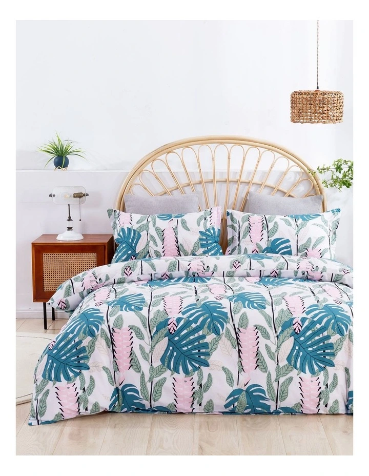 Nature Print Pure Cotton Quilt Cover Set in Blue