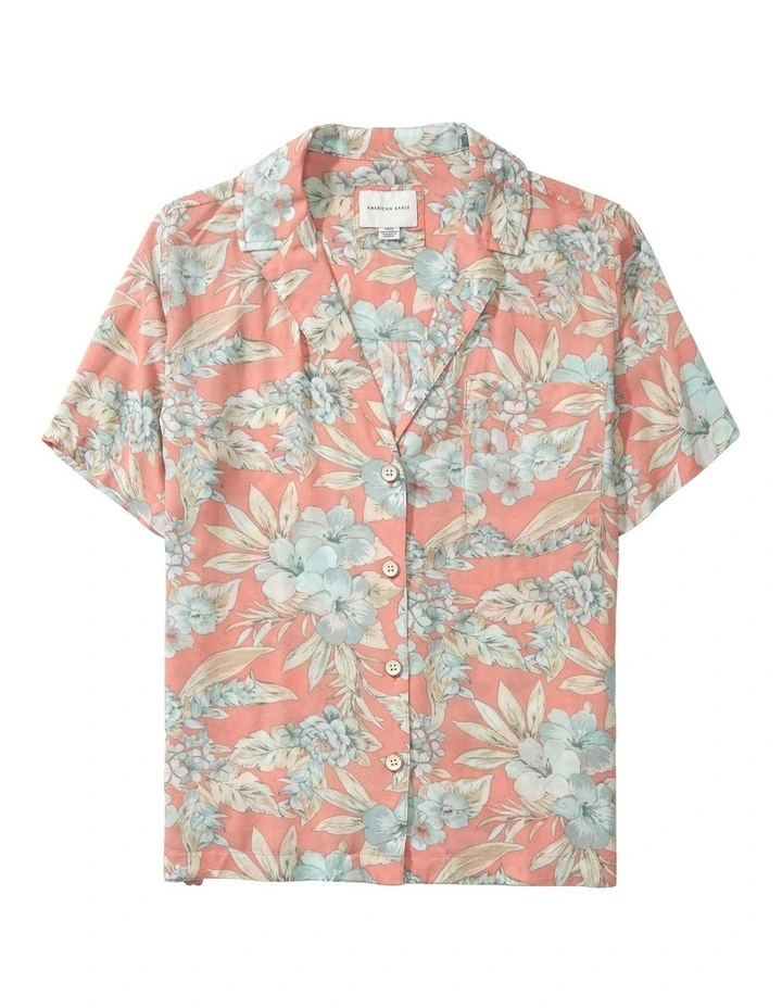 Button-Up Shirt in Coral