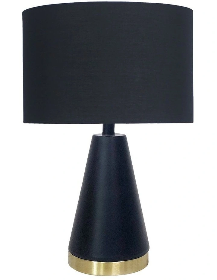 Metal Table Lamp With Black Drum Shade