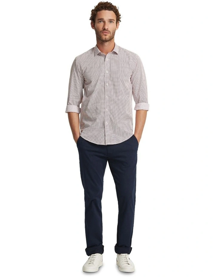 Kenton Printed Cotton Shirt in Red