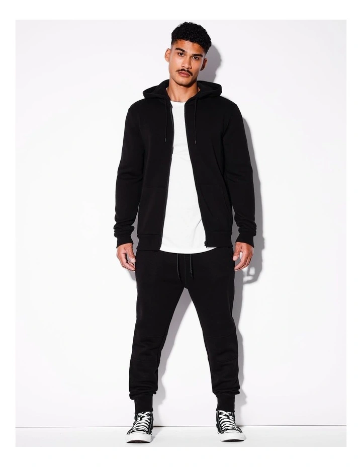 Mitchell Zip Thru Hoodie in Black