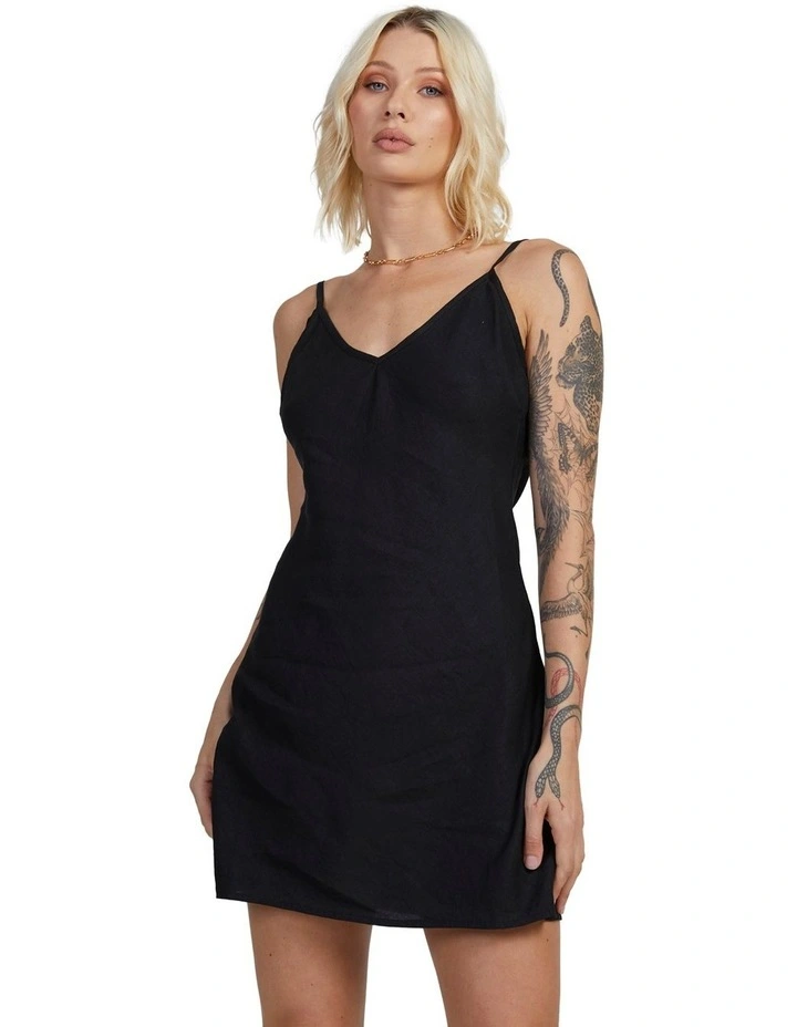 Off Duty Bias Mini Dress in Black