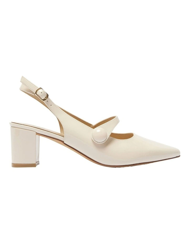 Leather Lillian Heeled Shoes in Ivory Patent