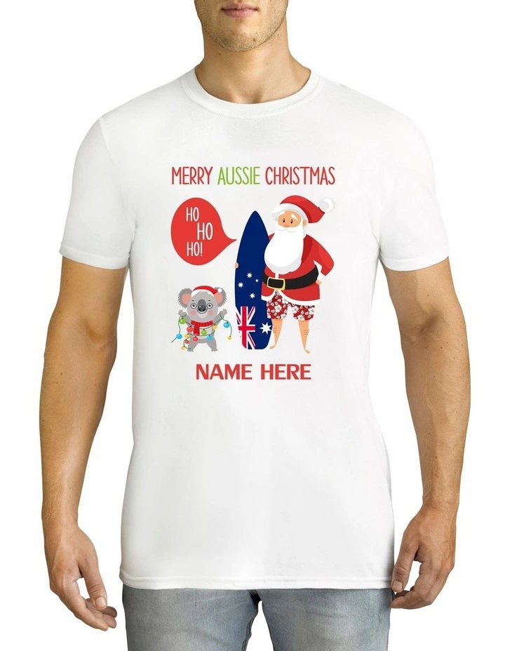 Men's Aussie Christmas Cotton T-Shirt White