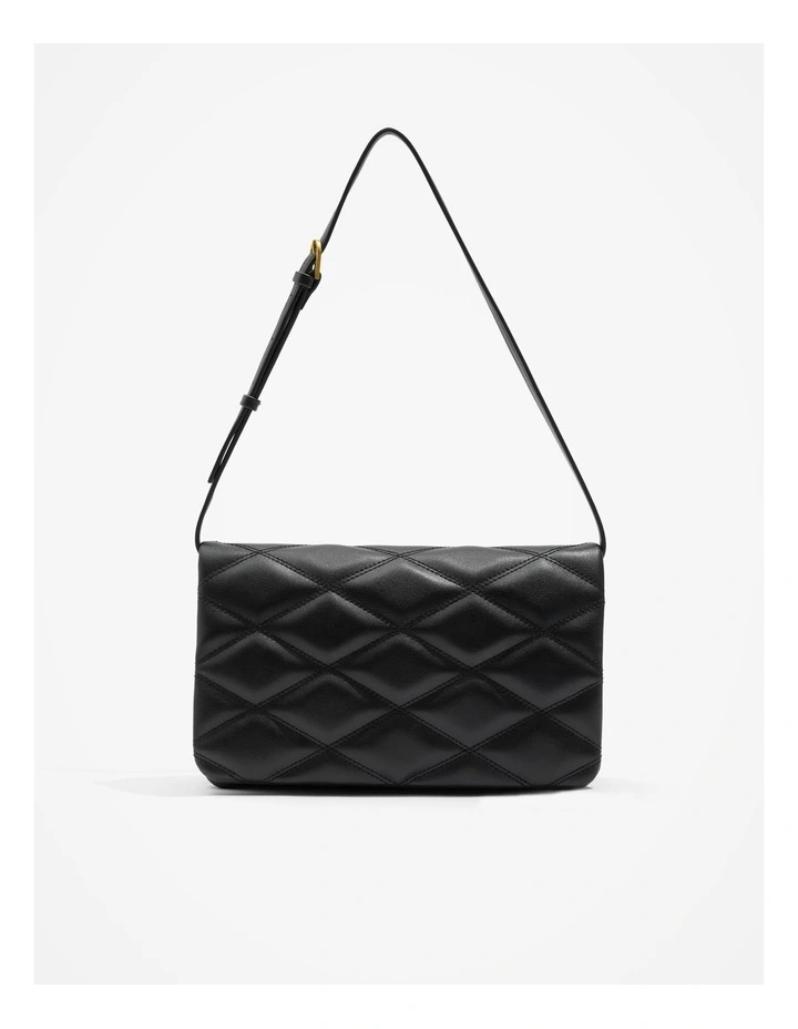 Double Pouch Quilted Bag in Black