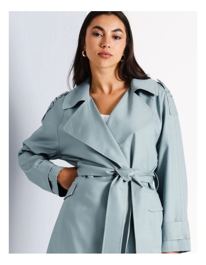 Lightweight Duster Trench in Teal