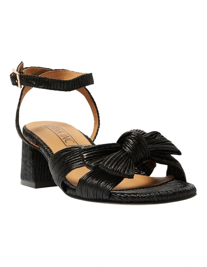 Tiara Sandals in Black Pleat