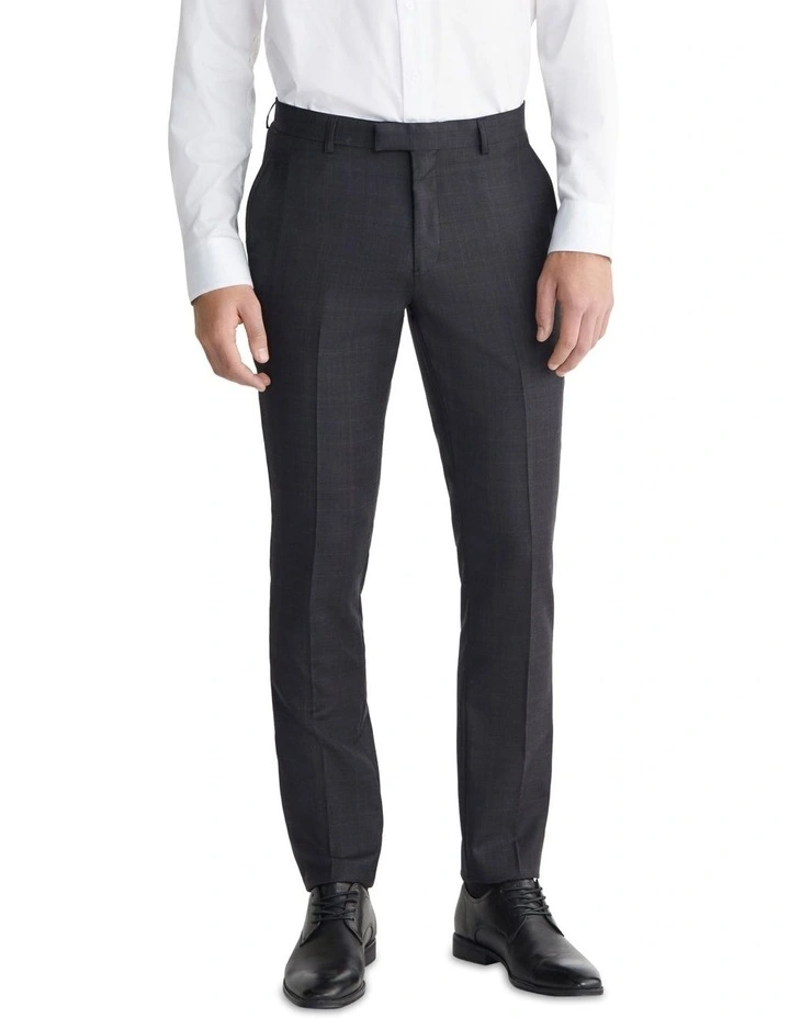 X Slim Pow Check Suit Pant in Charcoal