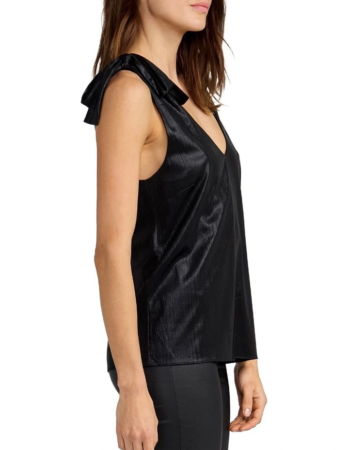 Feel For You V-Neck Top in Black Ptnt