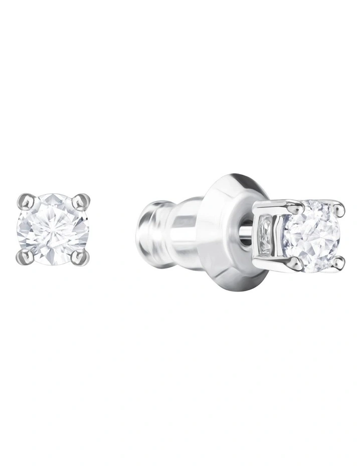 Attract Stud Earrings Round Cut Rhodium Plated in White