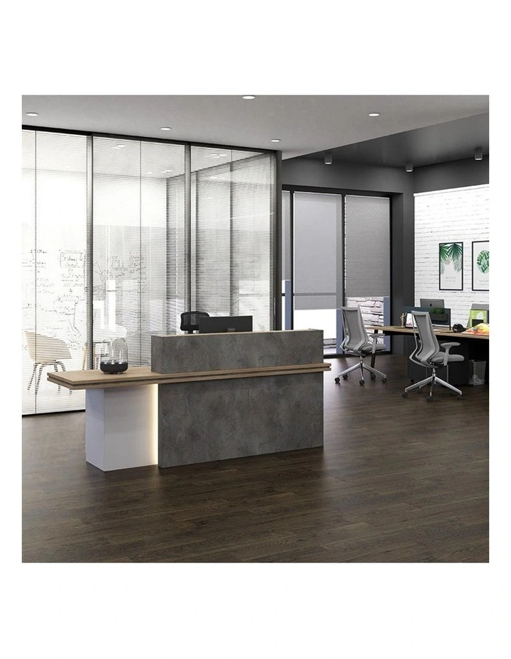 Jarin Reception Desk 2.4M Left Panel Carbon Grey & White Colour