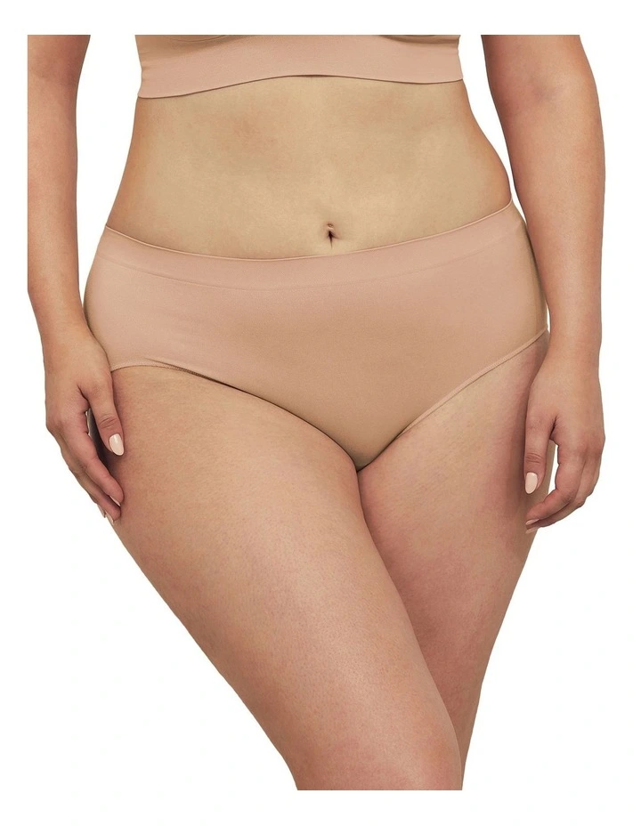 Bare Essentials Recycled Nylon Midi Brief in Rose Beige