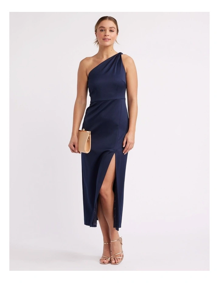 Berlin One Shoulder Maxi Dress in Navy