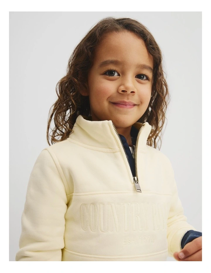 Heritage Half Zip Sweat Top in Butter